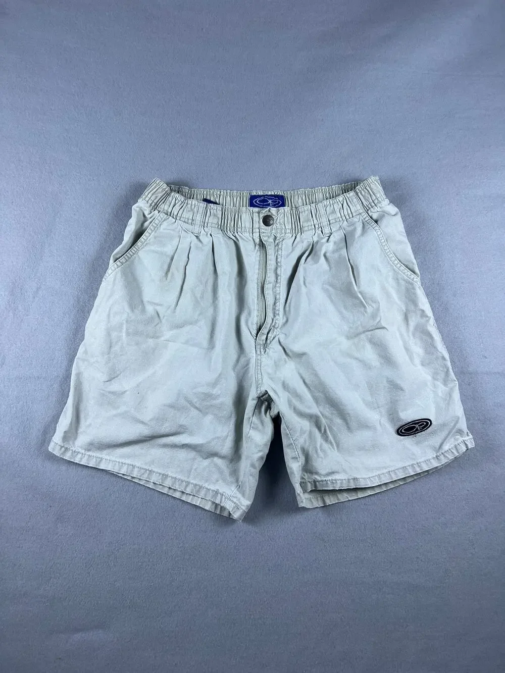 VINTAGE OP Ocean Pacific Tan Shorts Large Cotton Elastic Waist 90's